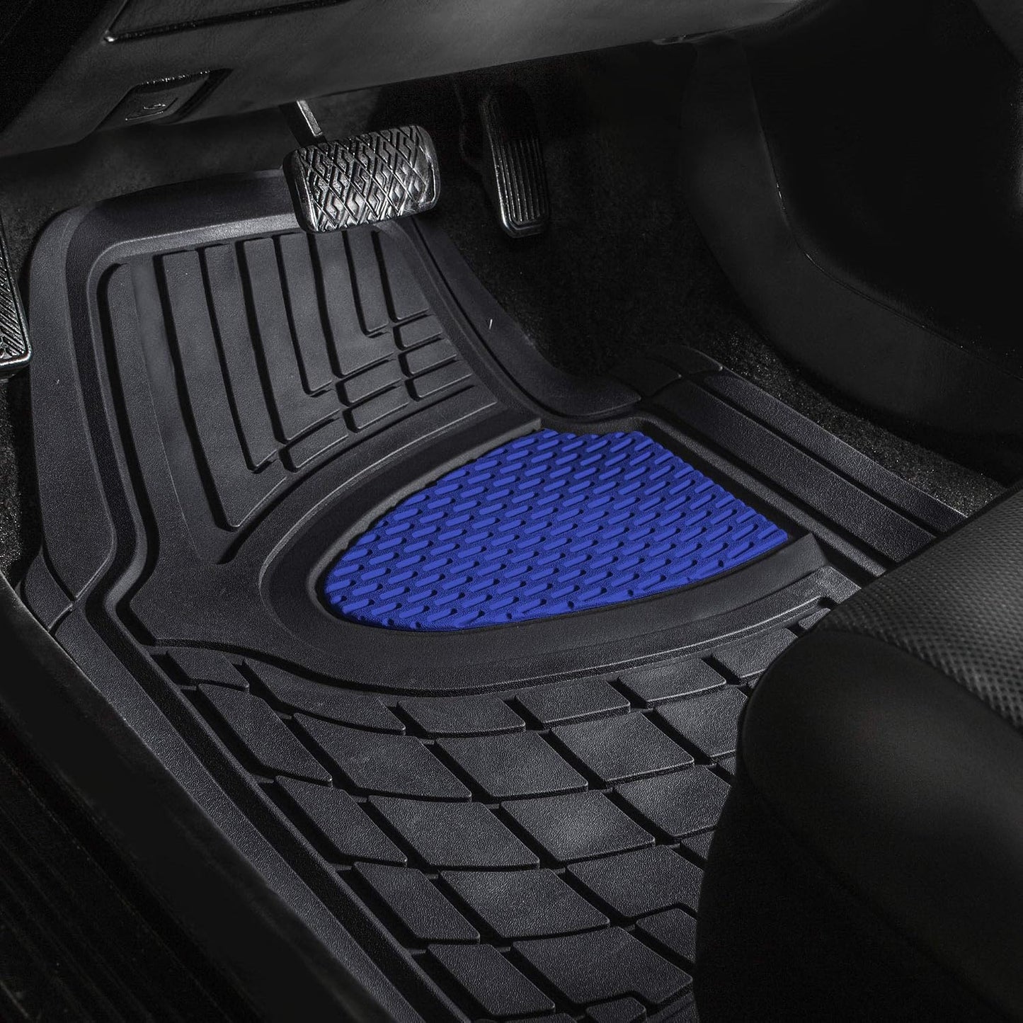 FH Group Automotive Floor Mats - Heavy-Duty Rubber Floor Mats for Cars, Universal Fit Full Set, Climaproof & Trimmable Floor Mats for Most Sedan, SUV, Truck, Black