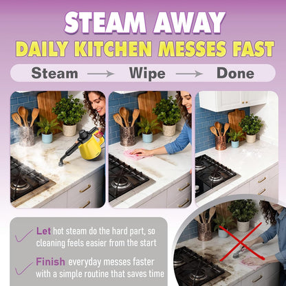 Steam Cleaner, Handheld Steam Cleaner for Home, 1200W Multi-Surface Steamer for Cleaning with 10 Tools, Deep Cleaning for Bathrooms, Kitchens, Upholstery, Windows, Shower, Tile, Grout and Car