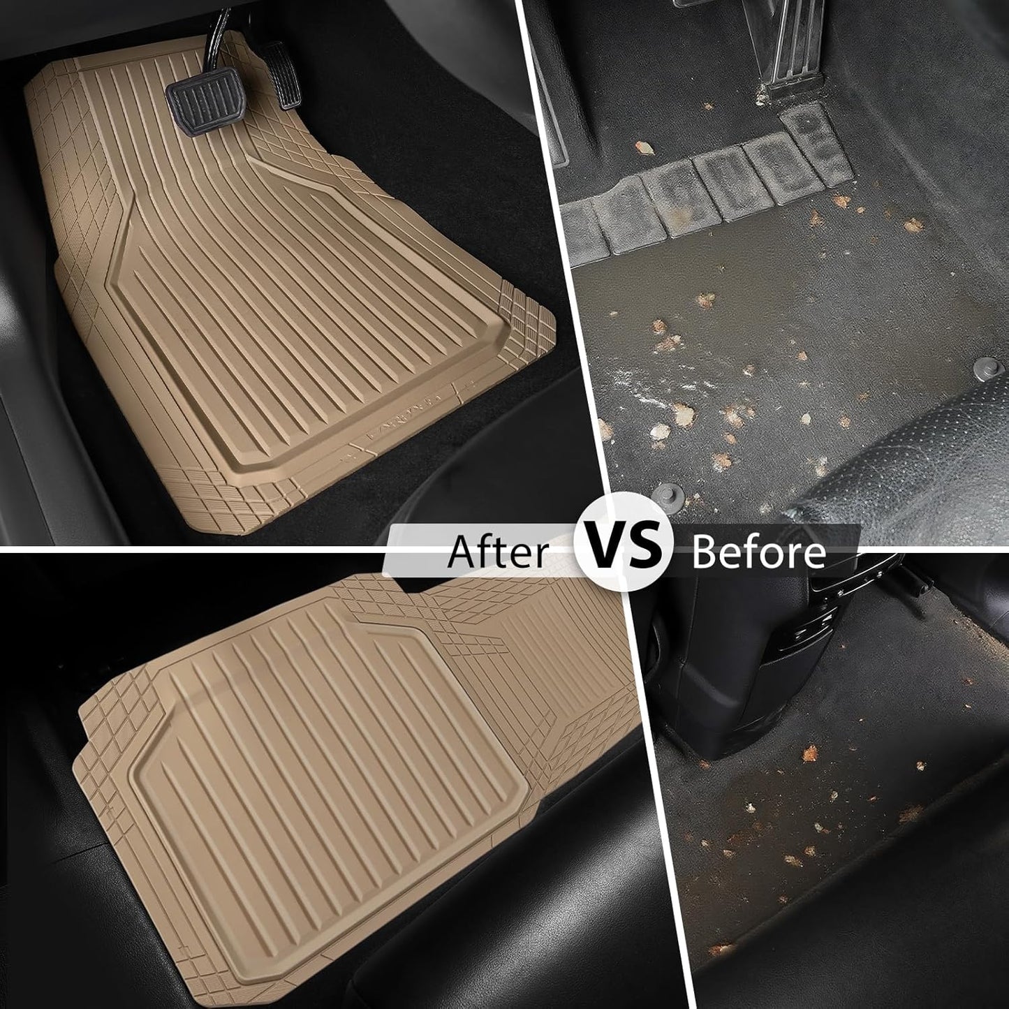 CAR PASS Heavy Duty Rubber Floor Mats for Car, Waterproof Liner Deep Dish Car Mats Full Sets, Universal Trim to Fit for SUV Truck Sedans Vans, All Weather Automotive Floor Mats 3pcs, Solid Black