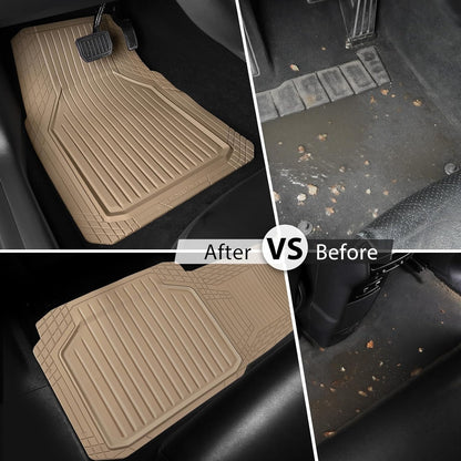 CAR PASS Heavy Duty Rubber Floor Mats for Car, Waterproof Liner Deep Dish Car Mats Full Sets, Universal Trim to Fit for SUV Truck Sedans Vans, All Weather Automotive Floor Mats 3pcs, Solid Black