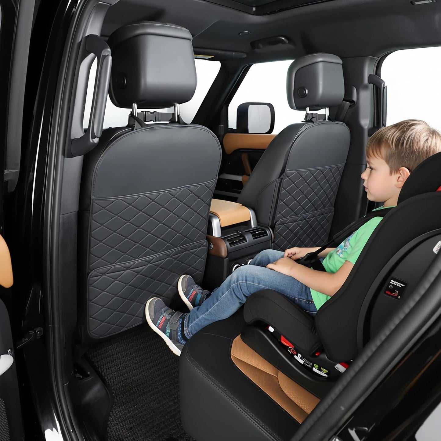 TAIKOO Seat Back Protector + Large Capacity Pocket Storage Organizer,Preventing the Impact of Children Stepping on the Seat Backrest (Black)
