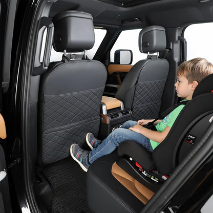 TAIKOO Seat Back Protector + Large Capacity Pocket Storage Organizer,Preventing the Impact of Children Stepping on the Seat Backrest (Black)