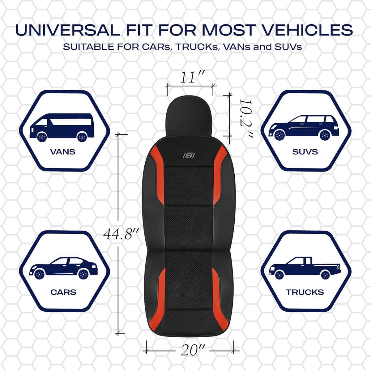 Skechers Memory Foam Seat Covers, Air Cool Mesh Thick Car Seat Covers, Car Seat Covers Front Seats Airbag Compatible, Universal Automotive Comfort for Most Cars, Vans, Trucks, SUV,Black