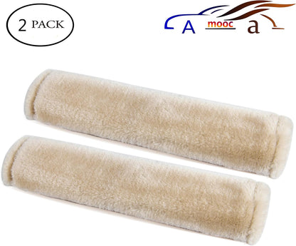 Amooca Soft Faux Fur Universal Fit Seatbelt Cover Car Truck SUV Airplane Seat Belt Shoulder Pad for Carmera Backpack Straps Neck Cushion Protector 2 Pack 10.5in Dark Gray