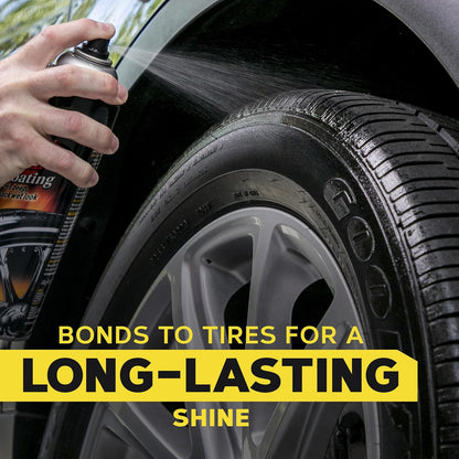 Meguiar's Hot Shine High Gloss Tire Coating, 6 Pack (6 x 15 oz = 90 oz Total) Aerosol Tire Shine Spray for Deep Black Wet Look Tires on Cars Trucks and SUVs After Car Wash Detailing