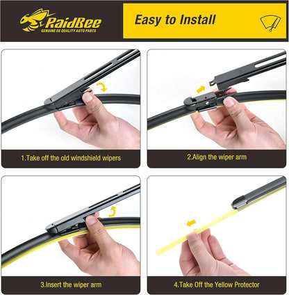 Raidbee® 26"+26" Windshield Wiper Blades Replacement for Ford Fusion 2013 2014 2015 2016 2017 2018 2019 2020 Genuine OEM Quality 2 Pack - Colors B