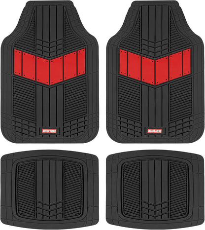 Motor Trend DualFlex™ Rubber Car Floor Mats All Weather Waterproof 4-Piece Sporty Two-Tone Design Car Mats Full Set - Universal Trim-to-Fit Floor Mats for Car, SUV, & Trucks - Car Carpet Protector