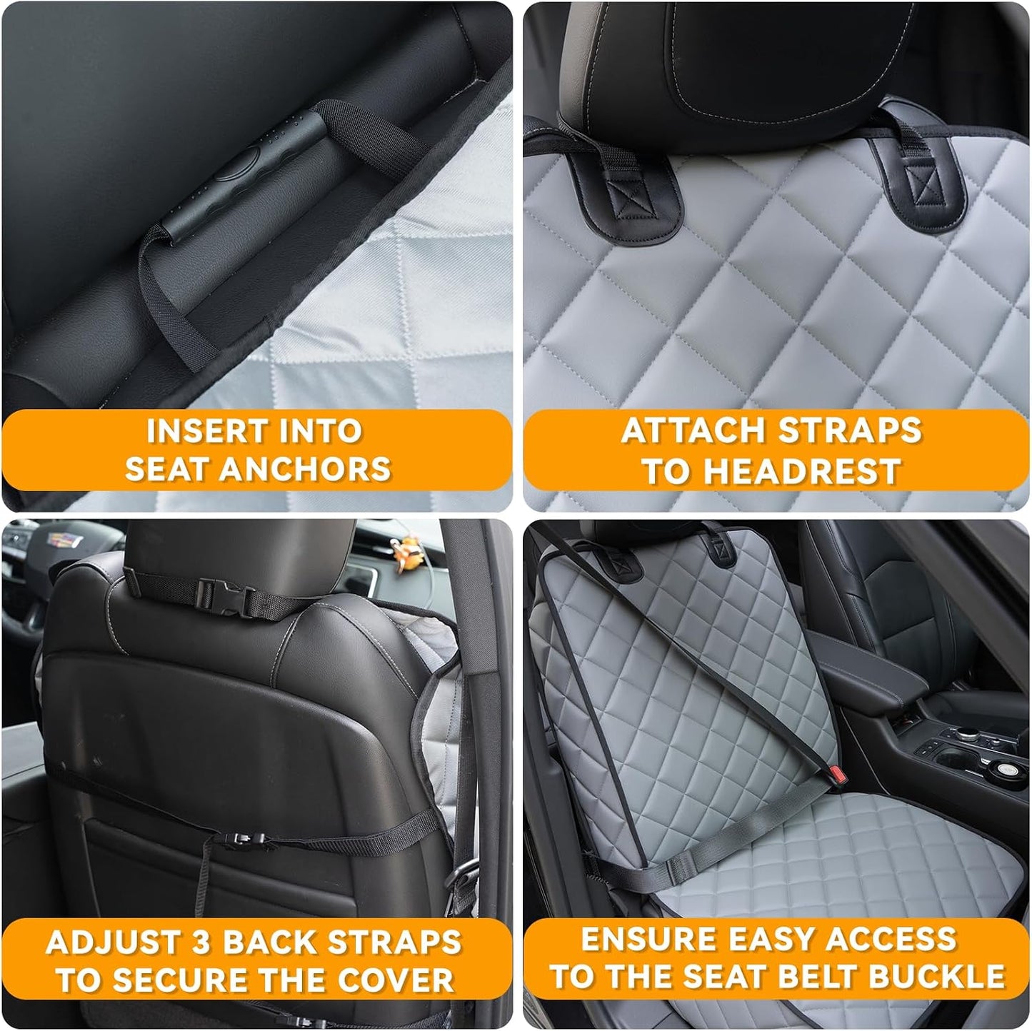 Dog Car Seat Cover for Back Seat, Waterproof Back Seat Covers for Dogs, PU Leather Nonslip Bench Dog Seat Cover Universal Fit Most Vehicles,SUVs,Small Trucks（Black,Standard）