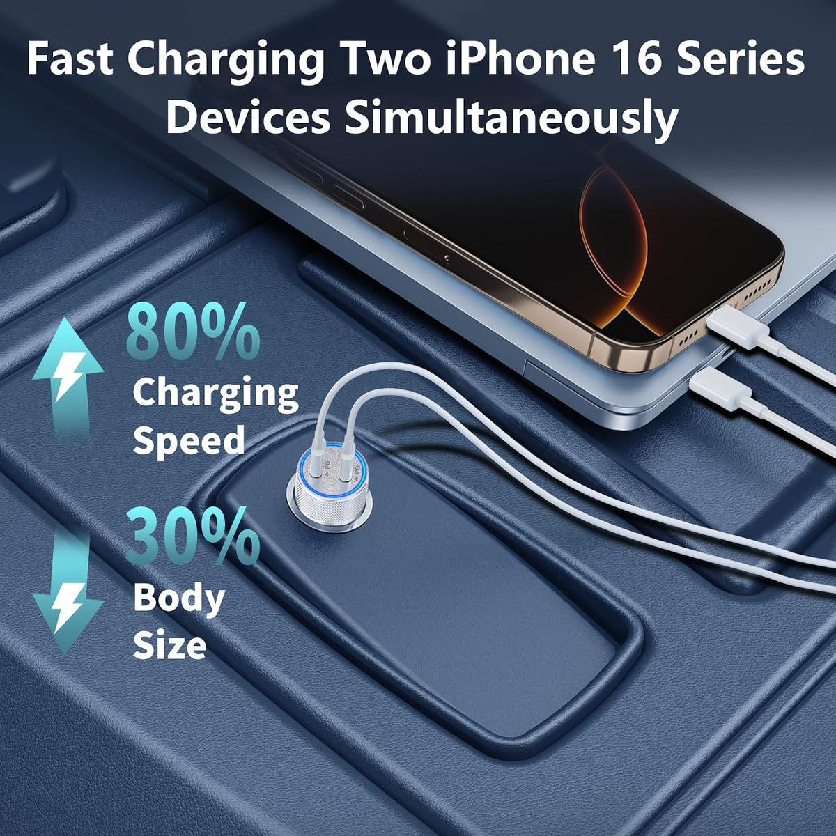 [Apple MFi Certified] iPhone 17 Car Charger, Linocell 90W USB C Car Charger Dual PD Power Cigarette Lighter Adapter with 2Pack Type C Braided Cable for iPhone 17/17 Pro Max/16/15/Galaxy S26/S25/Pixel