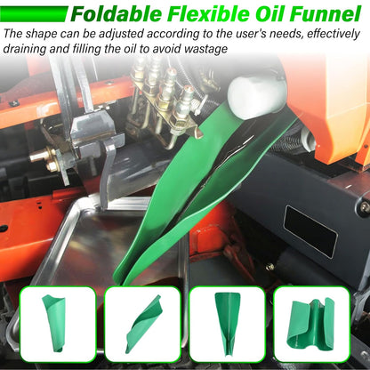 Flexible Oil Funnel, Reusable Flex Funnels for Automotive Use, 14.7 x 6.7 Inch Spill-Free Oil Change Tools for Most Cars, Trucks, Motorcycles (Green)