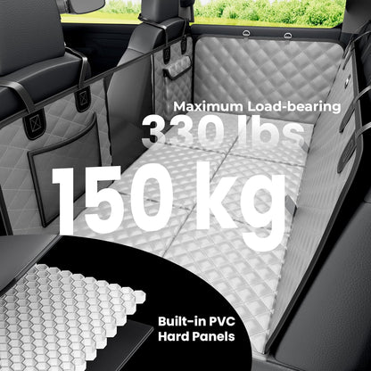 Dog Car Seat Cover for Back Seat, Waterproof Leather Fabric Back Seat Extender for dogs 52.4 * 24.4in, Foldable in The Car, Hard PVC Panels Bottom Support to 330 lbs, for Cars/Mid-Size SUV/Small Truck