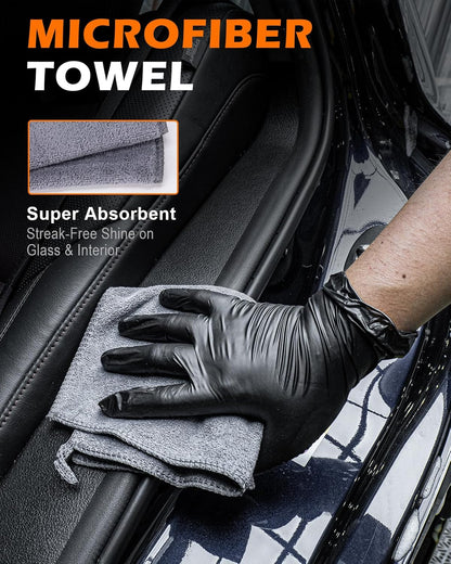 8PCS Car Interior Detailing Kit for Men - 200g Cleaning Gel (185% More Than 70g), Ultra-Soft Detailing Brush Set with Dash Duster, Air Vent Brush & Microfiber Towel