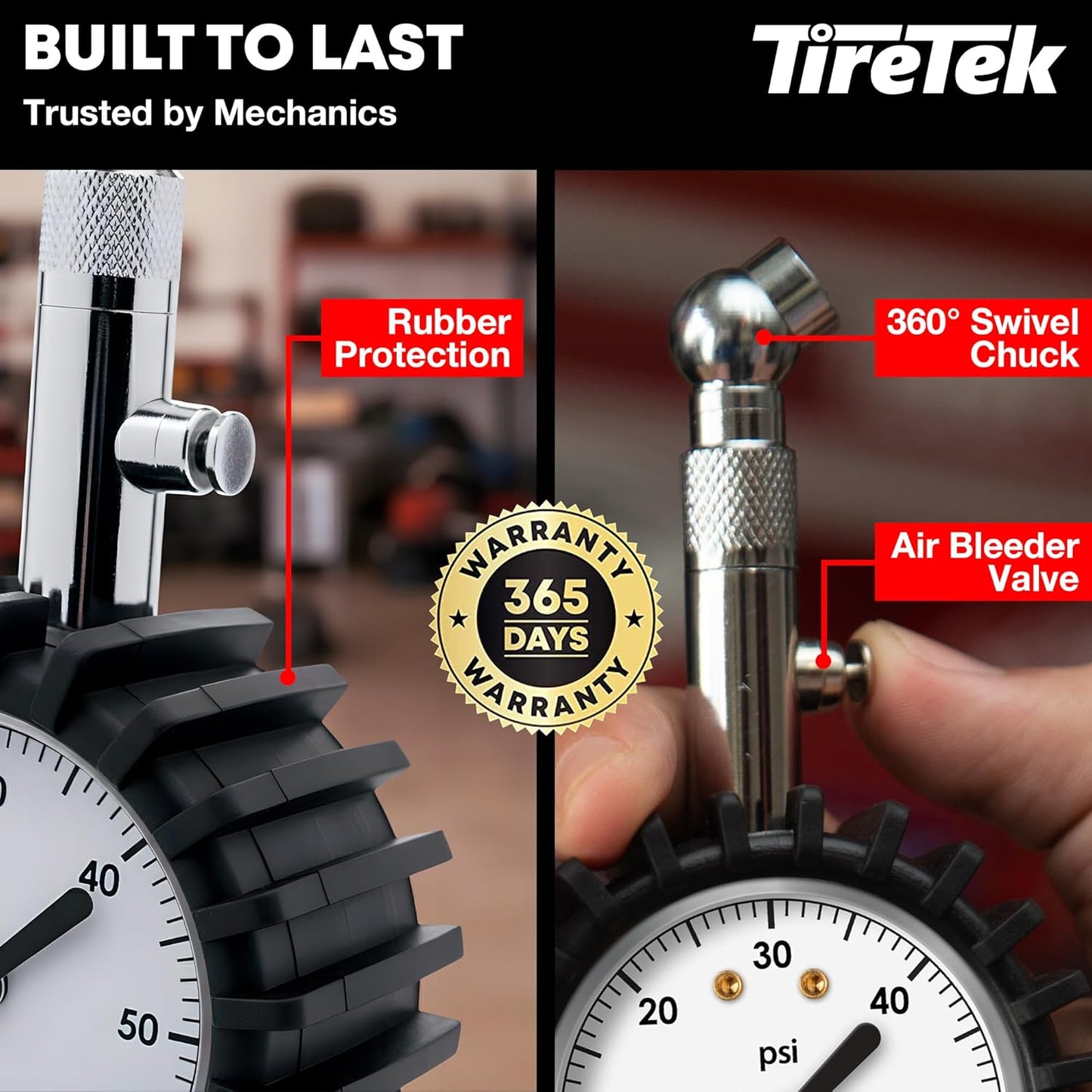 Tire Pressure Gauge for Cars (ANSI Certified) – Fathers Day Gift for Dad & Husband – Premium Glow in The Dark Air Pressure Gauge for Tires – Analog Automobile Circular Dial