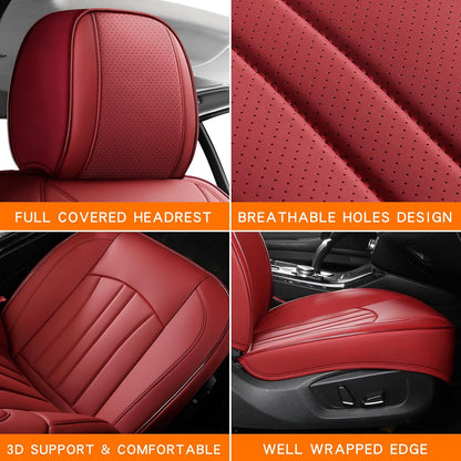 MINGBRON Car Seat Cover Full Set, Leather Car Seat Cover, Waterproof Seat Covers, Car Seat Cushion, Nappa Leather Seat Covers Car Seat Protector Universal Fit Most Cars Black