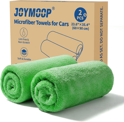 JOYMOOP Microfiber Towels for Cars, 2 Pack 35.4" x 23.6" Car Drying Towel, Dark Gray Reusable Car Towel, Quick Drying Car Microfiber Cleaning Cloth for RVs, SUVs, Trucks
