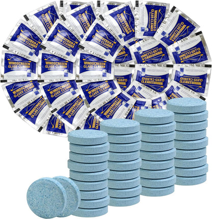 50 PCS Car Windshield Washer Fluid Concentrate Tablets, Windshield Wiper Fluid Concentrated Clean Tablets, Solid Effervescent Tablet Glass Cleaner for Car Truck SUV