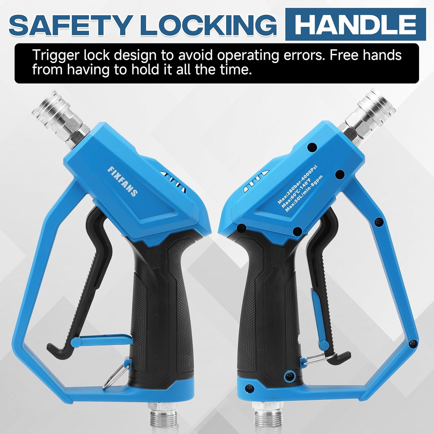 FIXFANS Foam Cannon Gun Dual Connector Accessory for Pressure Washer, Double Tip Attachment Soap Cannon with Power Washer Short Gun, Car Wash Foam Gun Kit, 1/4" Quick Connect, 5 Nozzle Tips