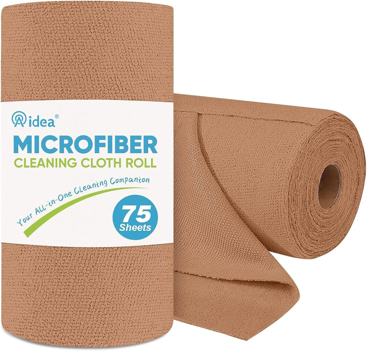 AIDEA Microfiber Cleaning Cloth Roll, Grey 75PK, Reusable Paper Towels Tear Away Cloth, Microfiber Towels for Cars, Wash Cloths, Lint Free Rags for House, Kitchen,Window,Cleaning Supplies 11.5"×11.5"