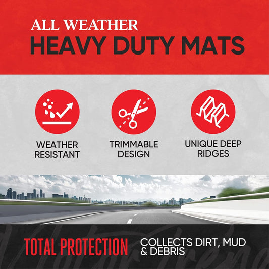 Motor Trend FlexTough Advanced Heavy Duty Black Rubber Car Floor Mats & Cargo Liner for SUV & Car Full Set - Universal Trim to Fit All Weather Automotive Floor Mat & Cargo Liners for SUV, Car, & Van