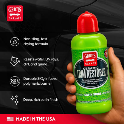 Griot's Garage Ceramic Trim Restorer for Car Detailing, Ceramic-Infused Coating for Exterior and Interior Plastics, Vinyl, and More, 10944, 16oz