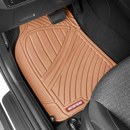 Motor Trend FlexTough Performance All Weather Rubber Car Floor Mats - 3 Piece Floor Mats Automotive Liners for Cars Truck SUV, Heavy-Duty Waterproof (Black)