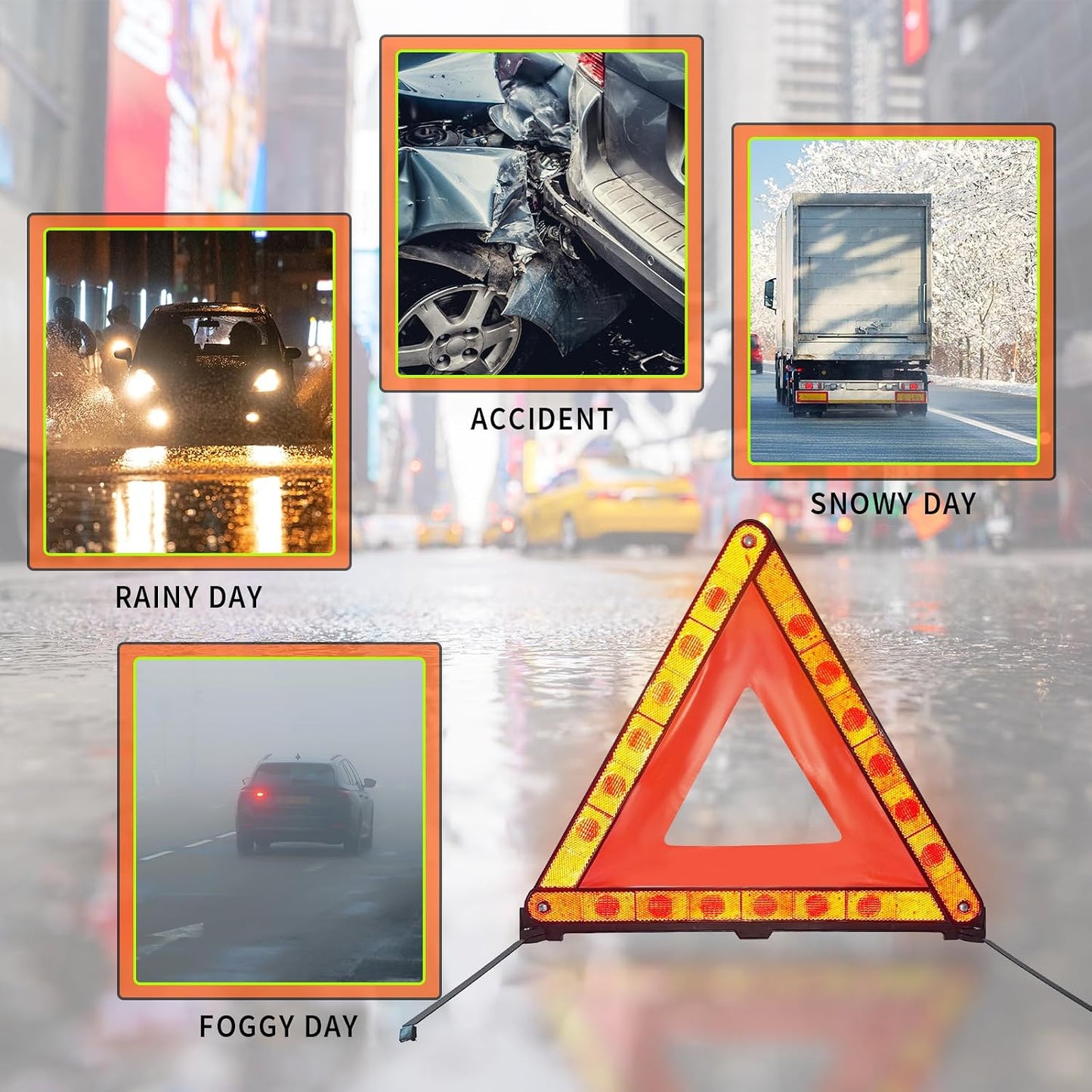 Warning Triangles Safety Triangle Emergency Kit, 5 Pack Foldable Reflective Triangles with Base, Roadside Triangle Kit with Case for Vehicles