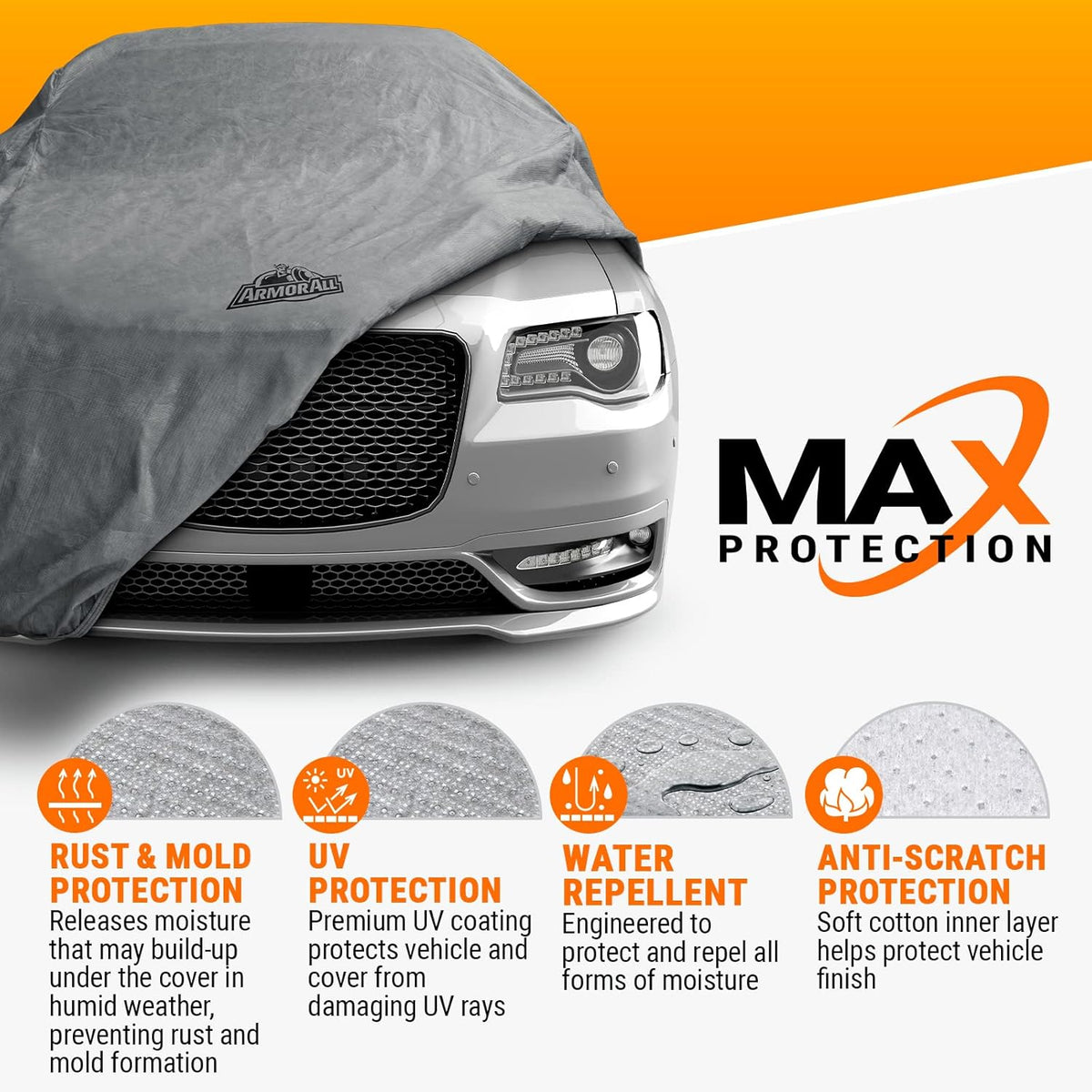 Armor All Heavy Duty Premium All-Weather SUV Car Cover by Season Guard; Max Protection from Sun Rain Wind & Snow for SUV or CUV up to 205" in Length; Indoor & Outdoor Covers; Grey