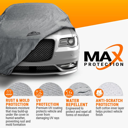 Armor All Heavy Duty Premium All-Weather SUV Car Cover by Season Guard; Max Protection from Sun Rain Wind & Snow for SUV or CUV up to 205" in Length; Indoor & Outdoor Covers; Grey