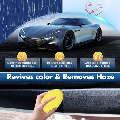 Black Trim & Plastic Restorer for Cars – Restores Faded Bumpers, Rubber & Vinyl – Long-Lasting UV Protection, No Oily Residue – Complete Kit with Foam Applicator & Towel (4.4oz/130ml)