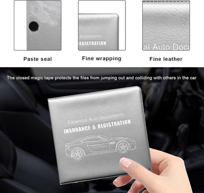 Yourkar 4PCS Car Registration Insurance Holder, Vehicle Glove Box Car Organizer with Magic Tape Closure, Driver License Keeper for Cars, Car Accessories (Big Car, Blue