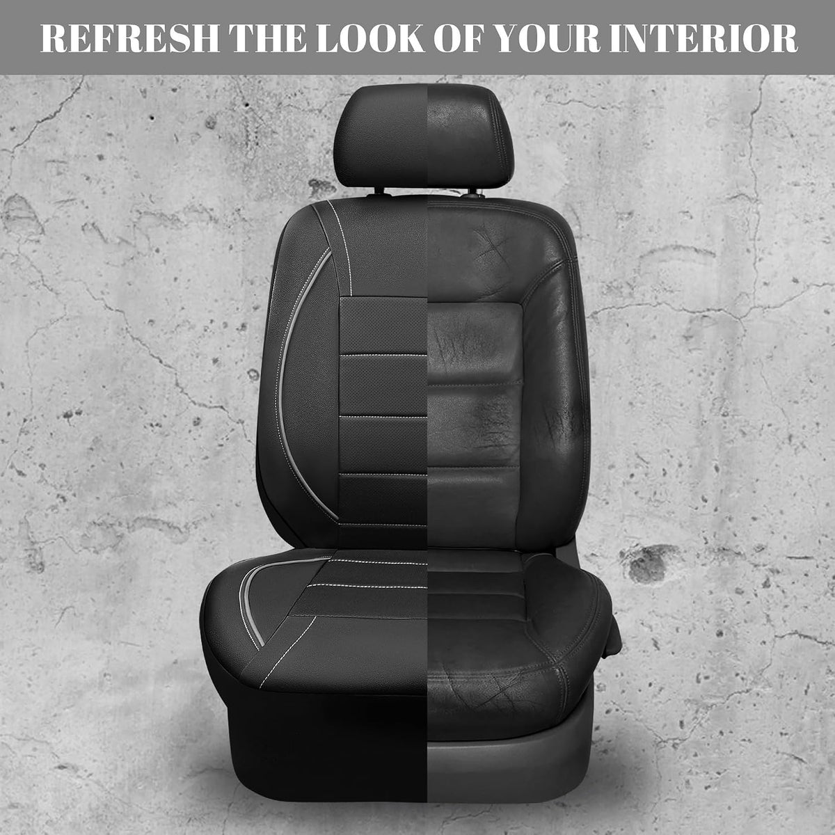 CAR PASS Universal FIT Piping Leather Two Front Seat Covers, Waterproof Faux Leather for SUV Sedan Van Truck, Airbag Compatible,Reserved Opening Holes for Headrest Covers. (Black red)