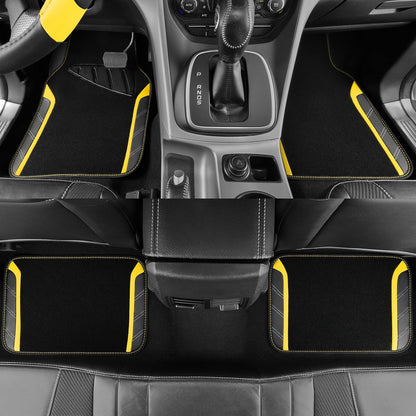 CAR PASS Air Mesh Leather Car Seat Covers Full Set, Waterproof Car Floor Mats, Sporty Steering Wheel Cover 14.5-15in, Universal Fits for 95% Cars Truck SUV (Black and Blue)