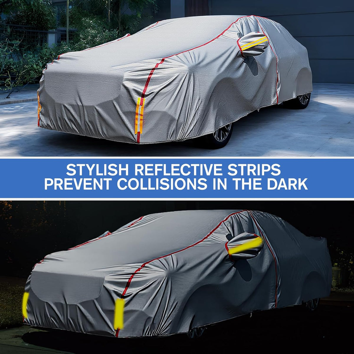 6 Layers Car Cover Waterproof All Weather Car Cover Waterproof All Weather, Outdoor Full Exterior Cover Rain Sun UV Snowproof Protection with Zipper Cotton for SUV (185-190inch)