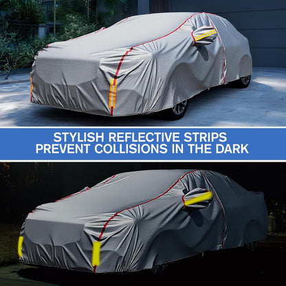 6 Layers Car Cover Waterproof All Weather Car Cover Waterproof All Weather, Outdoor Full Exterior Cover Rain Sun UV Snowproof Protection with Zipper Cotton for SUV (185-190inch)