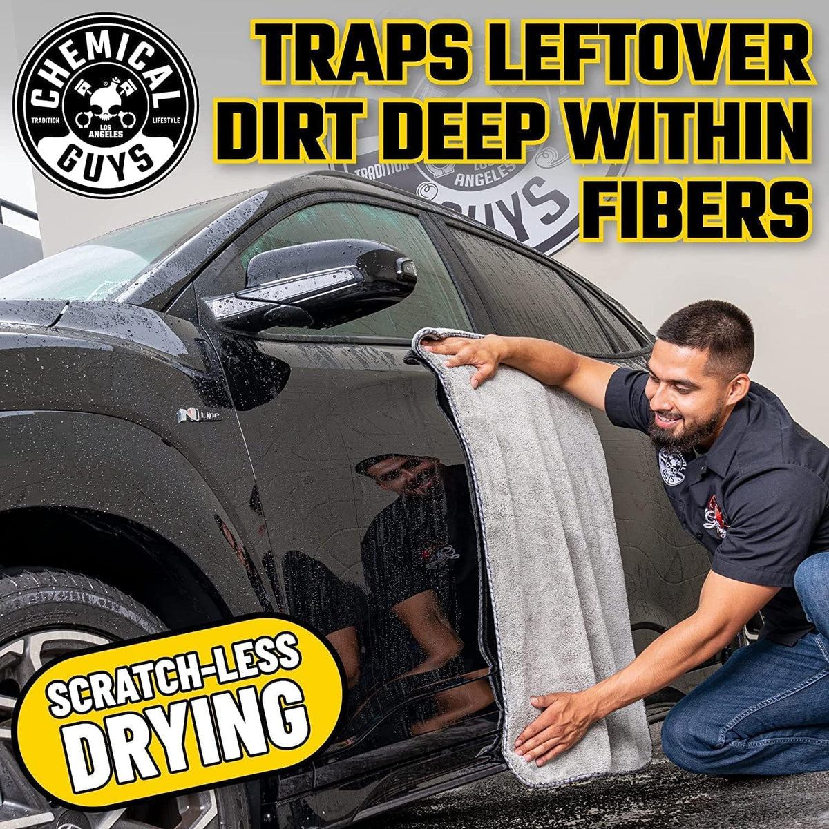 Chemical Guys Woolly Mammoth Large Microfiber Drying Towel - 36 x 25 Inch Gray, Ultra Plush Super Absorbent Car Drying Towel for Cars, Trucks, SUVs, Motorcycles, RVs, and Auto Detailing