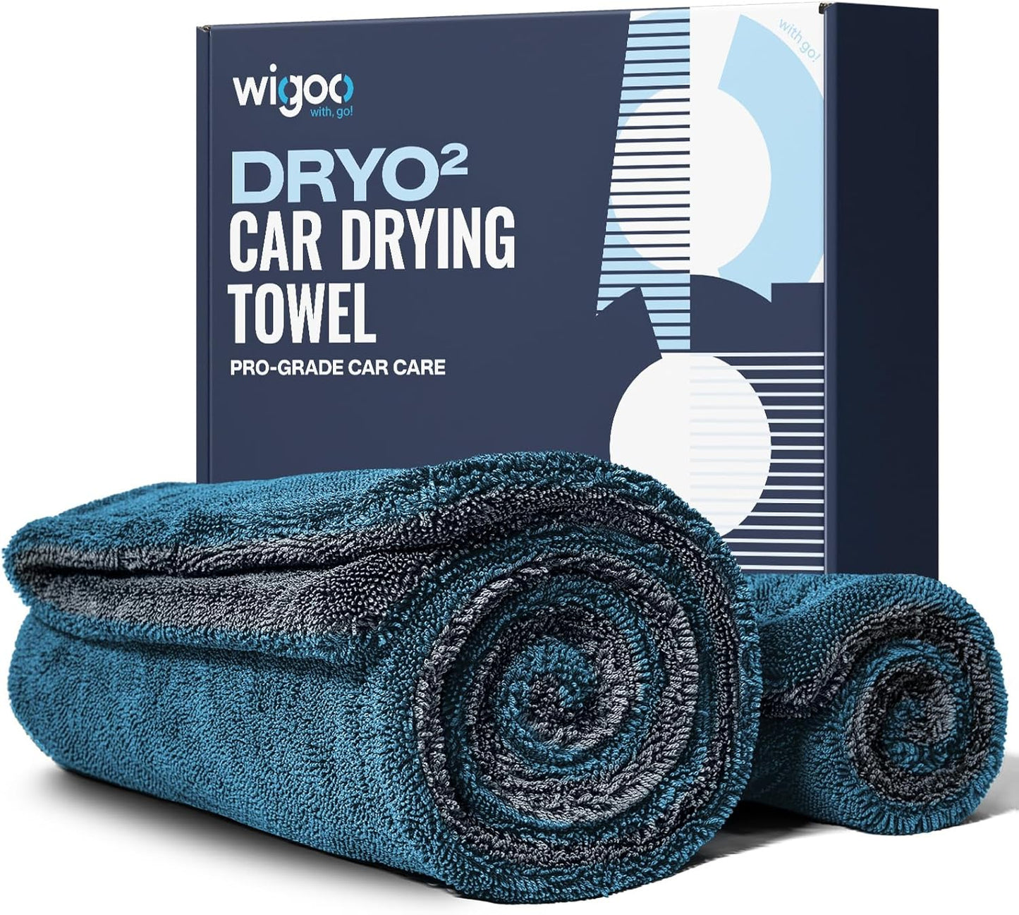 Wigoo Premium Microfiber Car Drying Towel 1300 GSM, 36" x 24" [Ultra-Absorbent, Streak-Free] Dual-Sided Edgeless Cleaning Towels with Twisted Loop, for Auto Detailing, Cars, SUV, Truck (2 Sizes)