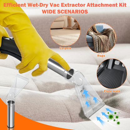 Shop Vac Extractor Attachment Kit for Wet/Dry Vacuum, Universal Hose Adapter for Carpet Upholstery Cleaning & Auto Detailing
