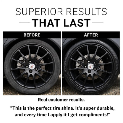 CAR GUYS Tire Shine Spray - The Perfect Deep Black Shine - Long Lasting Car Tire Dressing - No Sling & Dry to Touch - 18 Oz Kit with Applicator