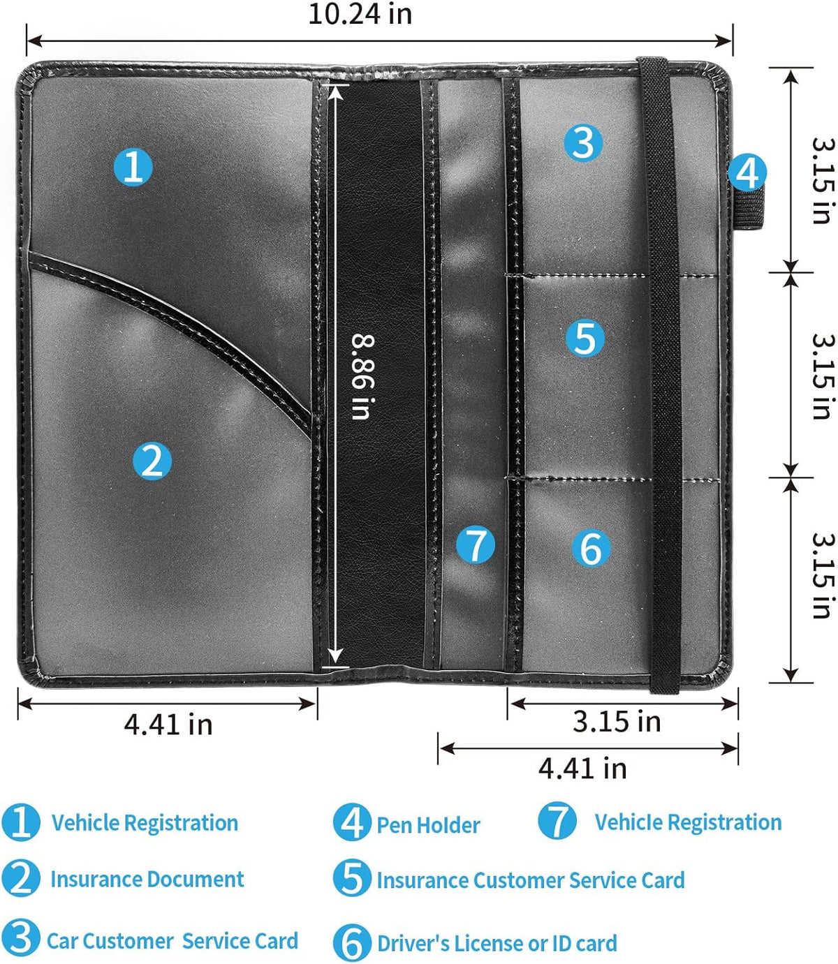Car Registration and Insurance Holder, Leather Car Glove Box Organizer, Cool Car Accessories for ID, Driver's License Cards & Essential Document, business cards, Men&Women, Retro Audio Cassette