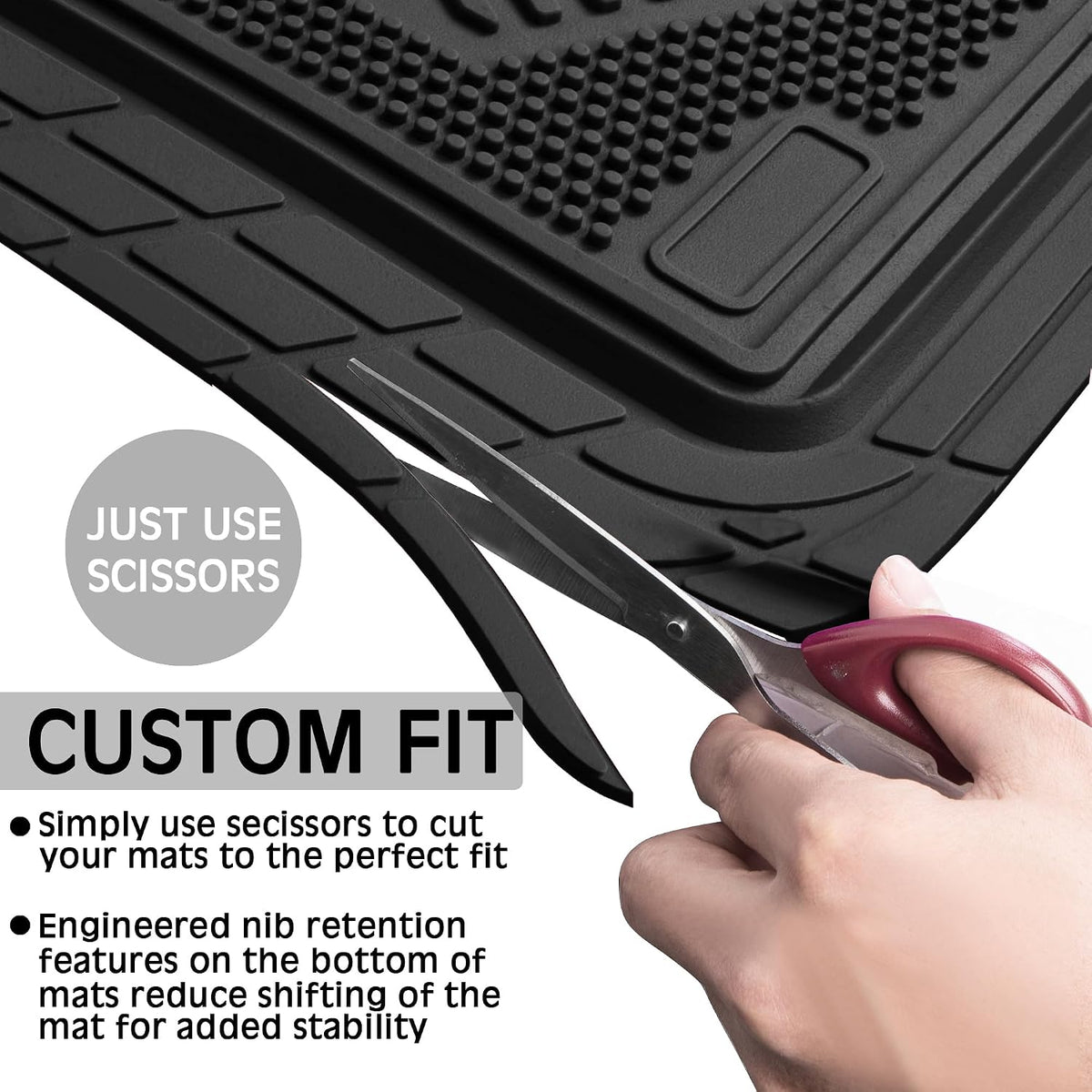 CAR PASS Heavy Duty Rubber Floor Mats 4-Piece,Pink Car Mats Full Sets Anti-Slip,Waterproof Universal Trim-to-Fit for Car SUV Truck, Durable All Weather Automotive Car Mats for Women,Girly(All Pink)