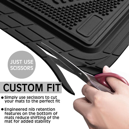 CAR PASS Heavy Duty Rubber Floor Mats 4-Piece,Pink Car Mats Full Sets Anti-Slip,Waterproof Universal Trim-to-Fit for Car SUV Truck, Durable All Weather Automotive Car Mats for Women,Girly(All Pink)