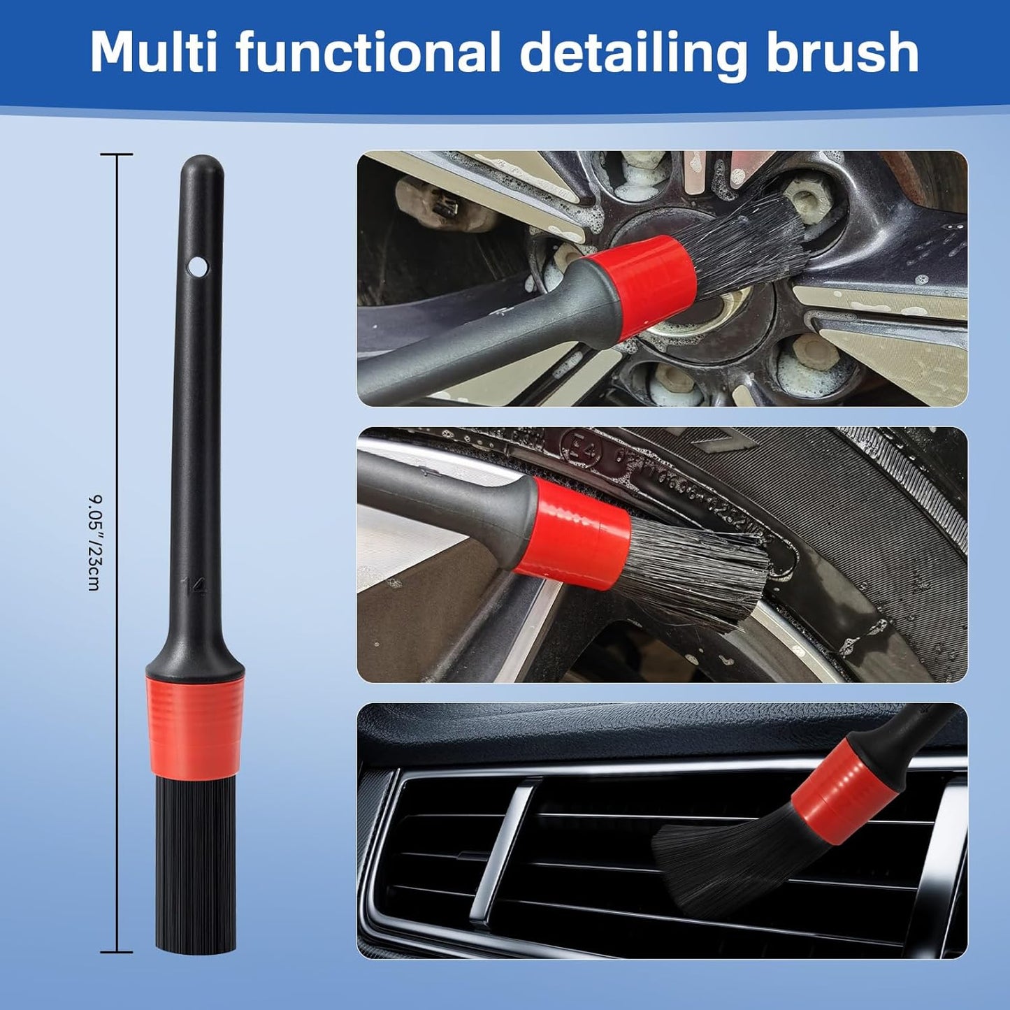 4 Pack Wheel Tire Cleaning Brush Kit Cars Motorcycles RVs Trucks Rim Hub Ultra Soft Microfiber No Spatter 360 Bendable Synthetic Woolies Wash Vehicles Bristle Set
