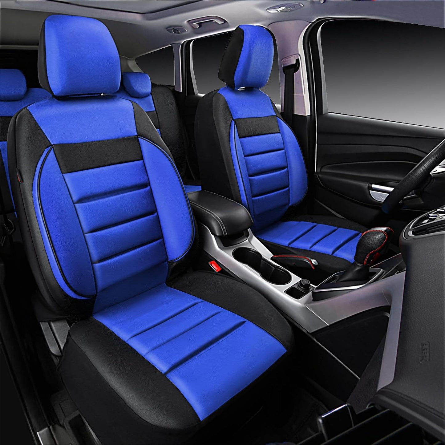 CAR PASS Leather Seat Covers Full Set Universal Water Resistant 3D Foam Back Support, Luxury Comfort Automotive 5 Seat Covers All Season Fit for SUV,Sedan,Van, Airbag Compatible Elegance(Pure Black)