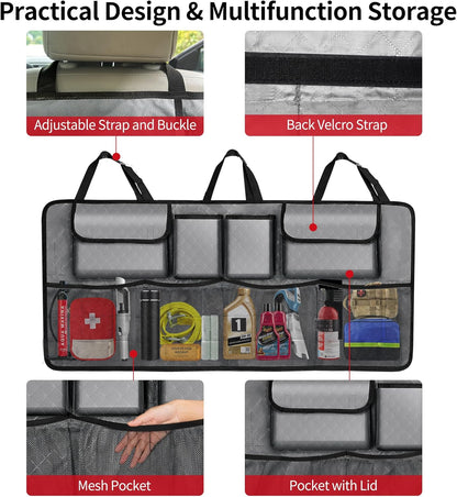 Car Trunk Organizer and Storage, Large Capacity Backseat Hanging Storage Accessories, Backseat Car Organizer for SUV/MPV/Truck (Black)