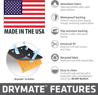 Drymate XL Oil Spill Mat (36" x 59"), Premium Absorbent Oil Pad, Reusable, Washable, Durable, Waterproof Backing Contains Liquids, Protects Garage Floor Surface (USA Made)