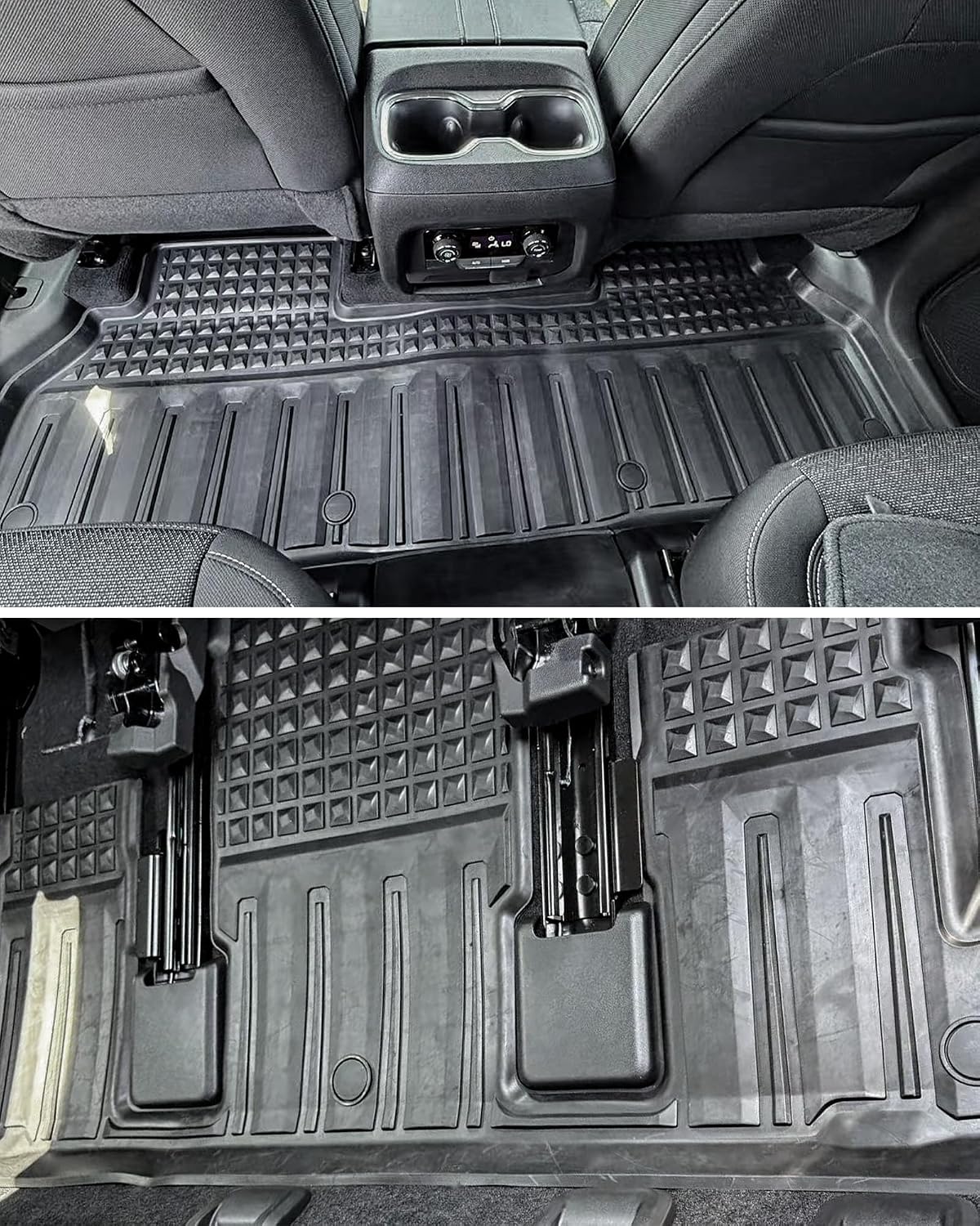 3W Floor Mats & Cargo Liner Fit for 2021 2022 2023 2024 2025 2026 Chevy Tahoe/GMC Yukon/Cadillac Escalade 7 Seat, TPE All Weather Custom Fit Car Accessories Heavy Duty Rubber Full Set Trunk Mats - Colors B