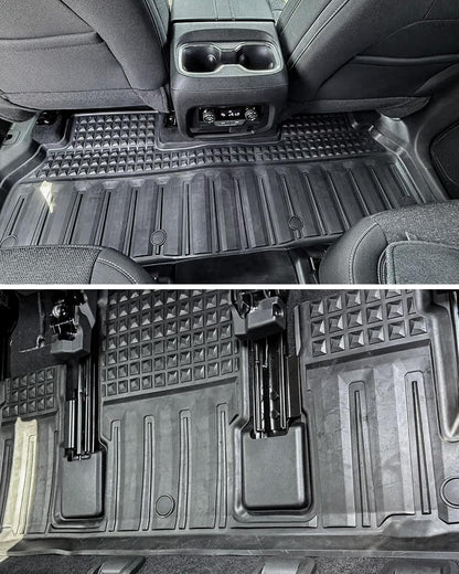 3W Floor Mats & Cargo Liner Fit for 2021 2022 2023 2024 2025 2026 Chevy Tahoe/GMC Yukon/Cadillac Escalade 7 Seat, TPE All Weather Custom Fit Car Accessories Heavy Duty Rubber Full Set Trunk Mats - Colors B