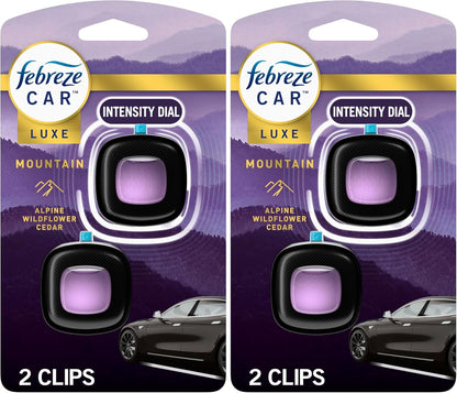 Febreze Car Mountain Scent Air Freshener Vent Clip, .07 oz, 2 Count