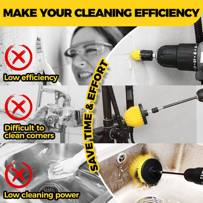 Holikme 5Pack Drill Brush Attachment Set-Car Interior Detailing Kit，Power Scrubber Brush Extended Long Attachment for Bathroom, Car，Shower，Carpet,Boat,Kitchen，Floor and Tile，White