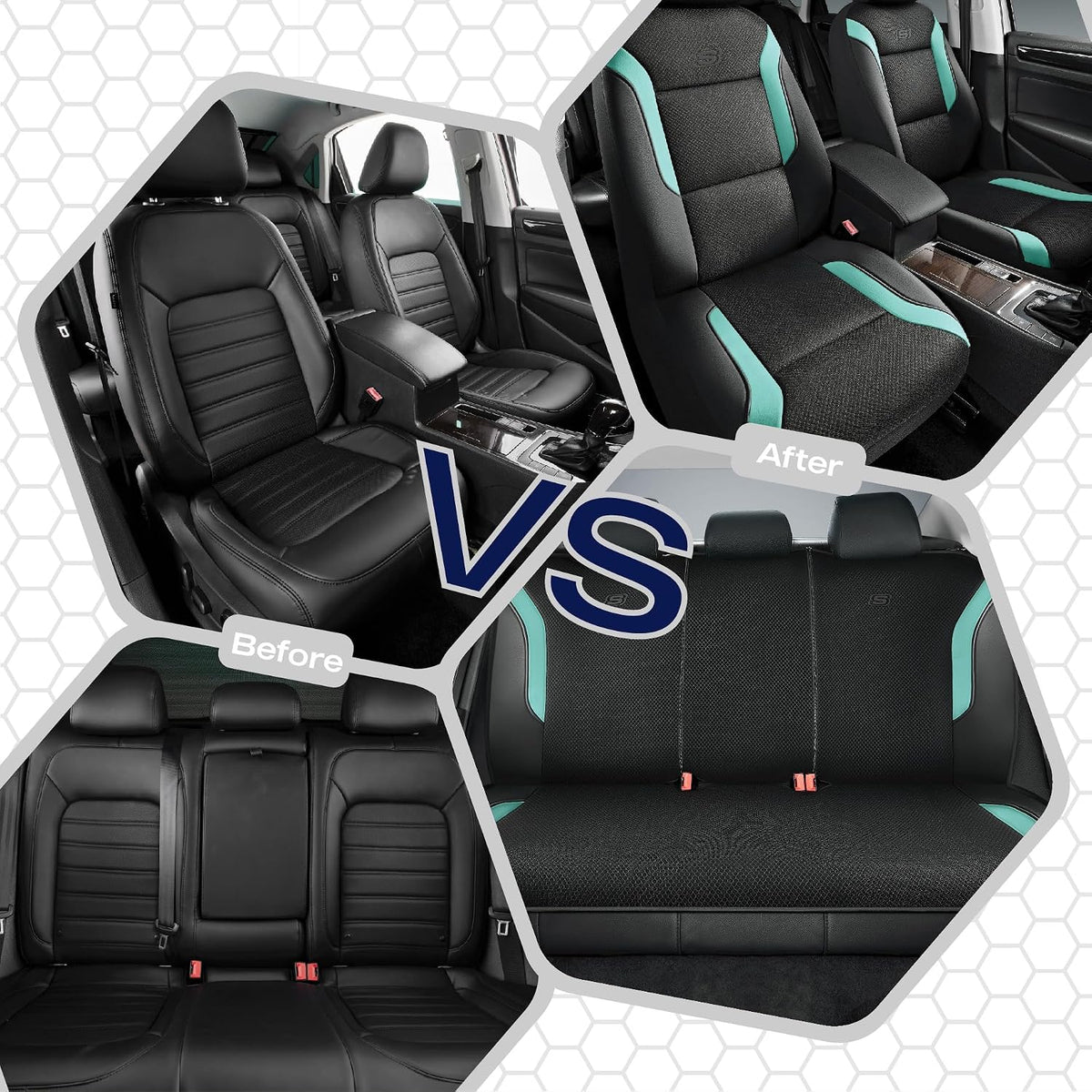 Skechers Memory Foam Seat Covers, Air Cool Mesh Thick Car Seat Covers, Car Seat Covers Front Seats Airbag Compatible, Universal Automotive Comfort for Most Cars, Vans, Trucks, SUV,Black